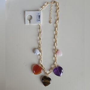 Semi Precious Gemstone Heart Necklace. NWT